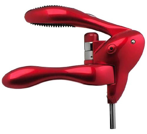 Rabbit Original Lever Corkscrew Wine Opener with Foil Cutter and Extra Spiral (Red)