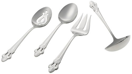 Ginkgo International Fleur de Lis 4-Piece Stainless Steel Hostess Serving Set