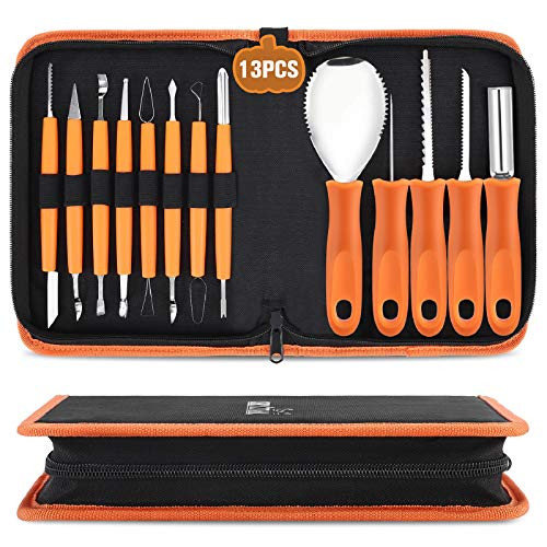Pumpkin Carving Kit Tools Halloween CHRYZTAL 13PCS Professional Heavy Duty Carving Set Stainless Steel Double-side Sculpting Tool Carving Knife for Halloween Decoration Jack-O-Lanterns Pumpkin Carving Kit Tools Halloween CHRYZTAL 13PCS Professional Heavy Duty Carving Set Stainless Steel Double-side Sculpting Tool Carving Knife for Halloween Decoration Jack-O-Lanterns
