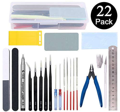 Esoca Gundam Model Tools Kit 22Pcs Gunpla Tool Kit Gundam Modeler Basic Tools for Gundam Bandai Hobby Building Assembling