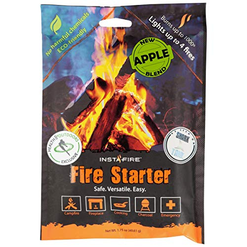 Apple Blend Granulated Fire Starter All Natural Eco-Friendly Insta-Fire Lights Fires in Any Weather 1.75oz Pouches -6 Pack-