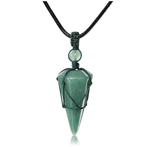 Top Plaza 6 Facet Reiki Healing Crystal Green Aventurine Stone Pointed Pendant Necklaces Adjustable Natural Gemstone Necklace Reiki Quartz Jewelry for Women Men Top Plaza 6 Facet Reiki Healing Crystal Green Aventurine Stone Pointed Pendant Necklaces Adjustable Natural Gemstone Necklace Reiki Quartz Jewelry for Women Men