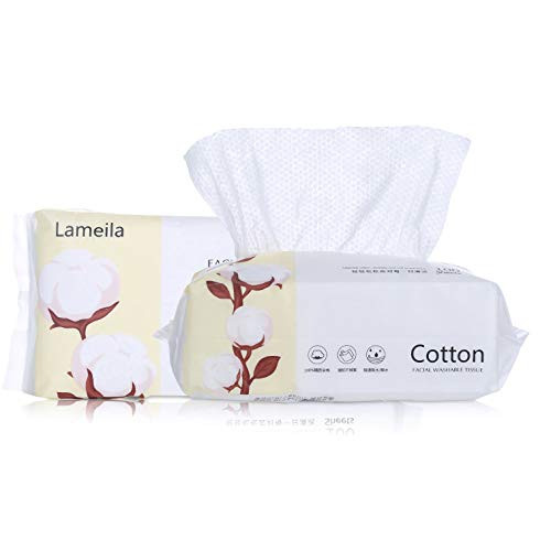 AJUMKER Facial Cotton Tissue 100 percent Cotton Soft Cleaning Face towel 100 pieces Disposable Face Towel makeup Cleaning for Sensitive Skin -2 Pack-