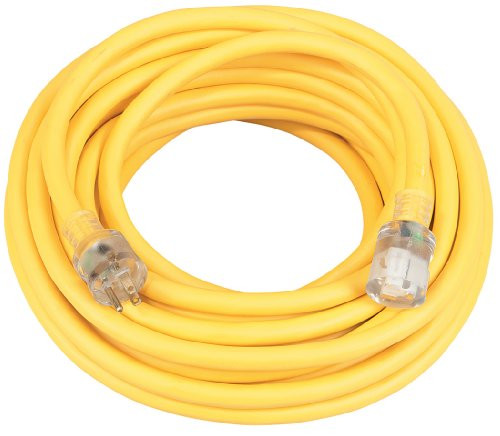 Coleman Cable 01458 14/3-Wire Gauge SJEOW Agricultural Grade Extension Cord, Yellow, 50-Feet