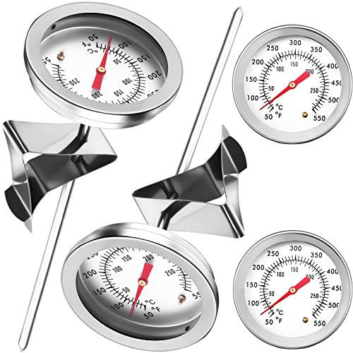 4 Pieces Deep Fry Thermometer with Clip 6 Inch Stem BBQ Grill Thermometer Meat Cooking Food Thermometer Stainless Steel Dial Thermometer with Instant Read 4 Pieces Deep Fry Thermometer with Clip 6 Inch Stem BBQ Grill Thermometer Meat Cooking Food Thermometer Stainless Steel Dial Thermometer with Instant Read