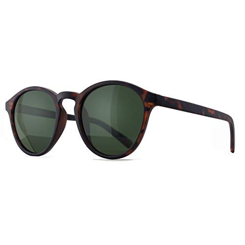 SUNGAIT Womens Classic Round Polarized Sunglasses Retro Vintage Style UV400-Amber Frame-Matte Finish-/Green Lens- K166HUPOKMOLV