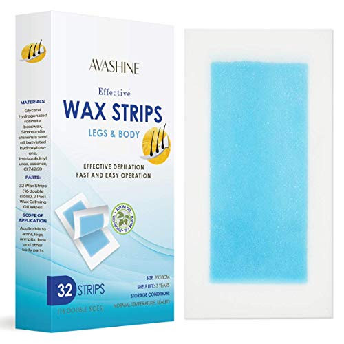 Avashine Wax Strips Hair Removal Wax Strips For Arm Leg Brazilian Underarm Hair Bikini 32 Count Wax Strips With 4 Post Wipes-Blue Avashine Wax Strips Hair Removal Wax Strips For Arm Leg Brazilian Underarm Hair Bikini 32 Count Wax Strips With 4 Post Wipes-Blue