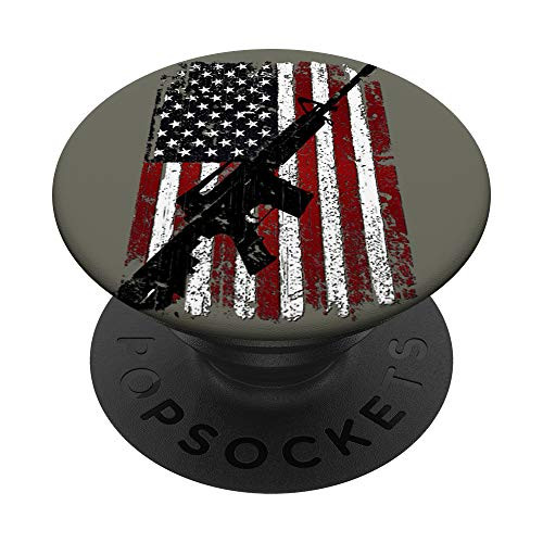 Epic AR-15 American Flag Military Gun Rights Pro Gun PopSockets PopGrip Swappable Grip for Phones  and  Tablets