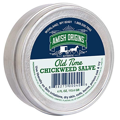 Amish Origins Old Time Chickweed Salve 4 oz- The Ultimate Poison Ivy/Poison Oak Blocker Healing Salve for Skin Disorder Irritations Burns Minor Cuts Dry Skin Great for Itching