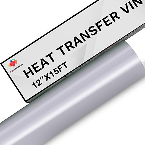 JANDJPACKAGING Silver HTV Heat Transfer Vinyl Bundle - 12 inch x 15FT Silver HTV Vinyl Roll for Shirts Silver Iron on Vinyl for Cricut and Silhouette Cameo - Easy to Cut and Weed for DIY Design JANDJPACKAGING Silver HTV Heat Transfer Vinyl Bundle - 12 inch x 15FT Silver HTV Vinyl Roll for Shirts Silver Iron on Vinyl for Cricut and Silhouette Cameo - Easy to Cut and Weed for DIY Design