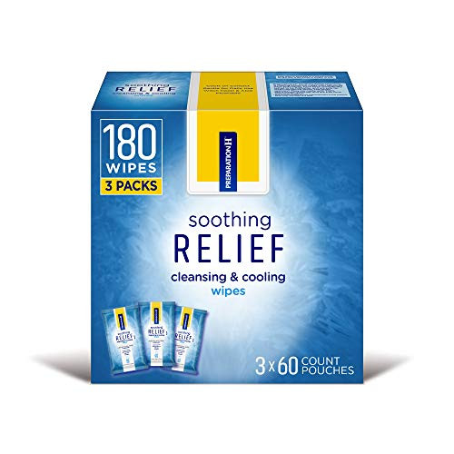 Preparation H Soothing Relief Cleansing and Cooling Wipes Flushable Wipes with Witch Hazel for Hemorrhoidal Butt Itch 60 Count -Pack of 3-