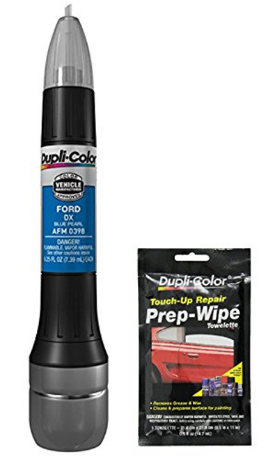 Dupli-Color AFM0398 Blue Pearl Exact-Match Scratch Fix All-in-1 Touch-Up Paint for Ford Vehicles -DX- Bundle with Prep Wipe Towelette -2 Items- Dupli-Color AFM0398 Blue Pearl Exact-Match Scratch Fix All-in-1 Touch-Up Paint for Ford Vehicles -DX- Bundle with Prep Wipe Towelette -2 Items-