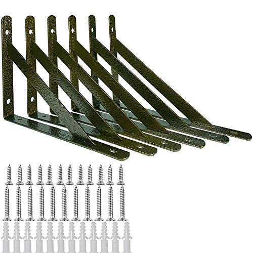 ORIGA Heavy Duty Shelf Brackets7.8 x 4.7 Inch Floating Shelves Tripod Triangle Shelf Brackets90 Degree Angle Wall Mounted Shelf Supporter Bracket Frame with Installation Screws-6-PackGunmetal-