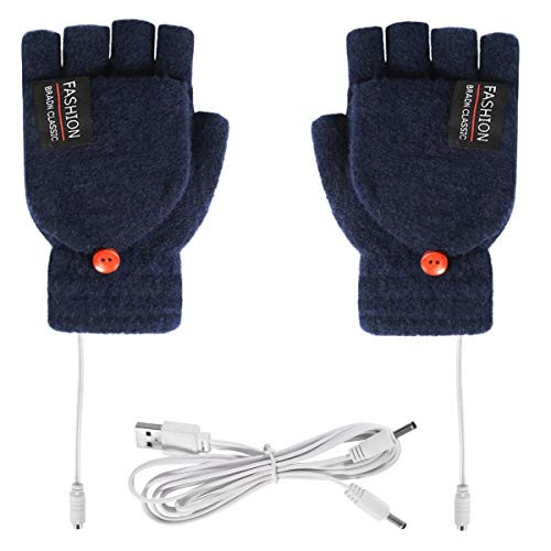 Queen.Y USB Heated Gloves 1Pair Full Half Finger USB Heated Gloves Winter Warm Laptop Gloves USB Heated Mittens