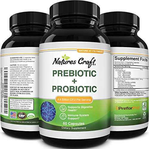 Prebiotics and Probiotics Gut Health Supplement - Acidophilus Probiotic Capsules Colon Cleanser  and  Detox - Pre and Probiotics for Leaky Gut Repair Bloating Relief