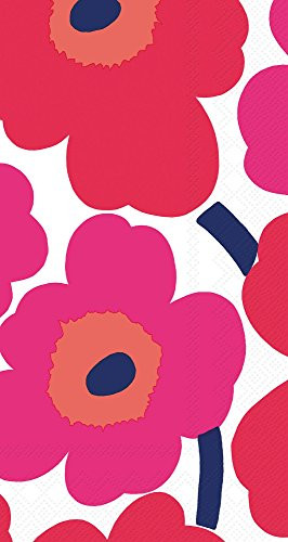 Ideal Home Range 32 Count 3-Ply Paper Guest Towel Napkins Marimekko Collection -Unikko Red-
