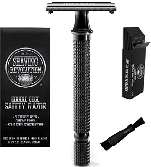 Long Handle Double Edge Safety Razor - Butterfly Open Razor with 10 Japanese Stainless Steel Double Edge Safety Razor Blades - Close Clean Shaving Razor for Men. Long Handle Double Edge Safety Razor - Butterfly Open Razor with 10 Japanese Stainless Steel Double Edge Safety Razor Blades - Close Clean Shaving Razor for Men.