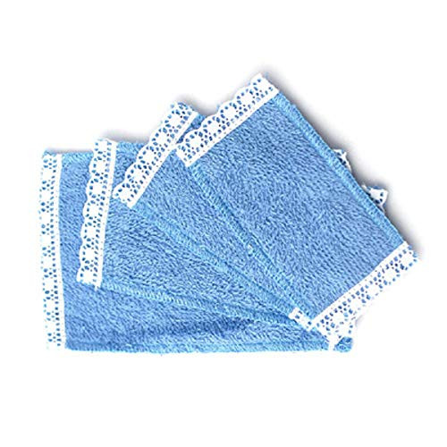 Melody Jane Dollhouse 4 Blue Lace Edged Towels Miniature Bathroom Accessory