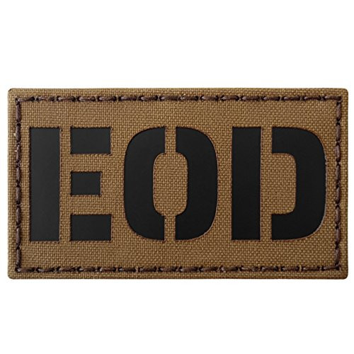 Coyote Brown Infrared EOD Explosive Ordnance Disposal Bomb Squad Tan Arid 3.5x2 Tactical Hook and Loop Patch