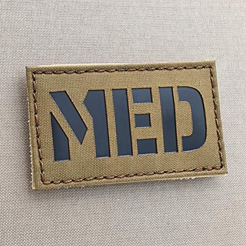 Coyote Brown Tan Infrared MED Medical EMS 3.5x2 Tactical Morale Hook-and-Loop Patch