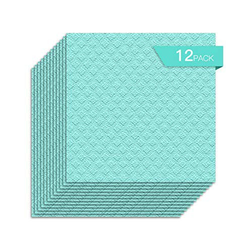 Jekayla Swedish Dishcloth Cellulose Sponge Cloths?Eco-Friendly Reusable Cleaning Cloths for Kitchen 12 Pack of Absorbent Dish Washing Paper Towel-12 Dishcloths - Green-