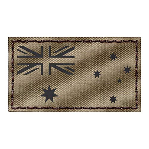 IR Australia Flag Tan Coyote Brown Infrared 2x3.5 IFF Tactical Morale Hook-and-Loop Patch
