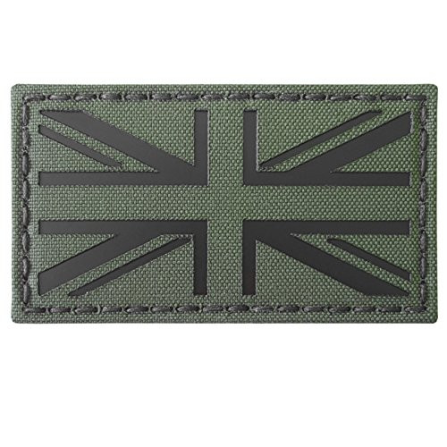 Olive Drab Infrared IR UK Union Jack Flag 3.5x2 OD Green IFF Tactical Morale Hook and Loop Patch