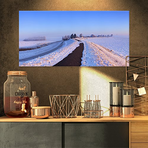 Lake and Dike at Sunrise Panorama Landscape on Canvas Art Wall Photgraphy Artwork Print