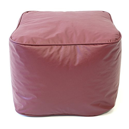 Gold Medal Bean Bags Leather Look Vinyl Ottoman, Small, Wine