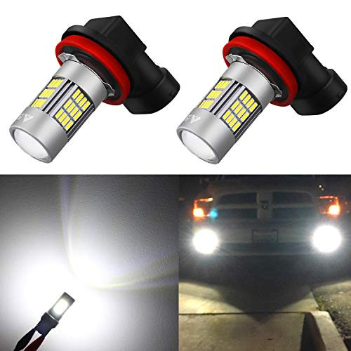 Alla Lighting Super Bright H8 H16 H11 LED Fog Lights Bulbs 4014 54-SMD LED H11 H8 Fog Light Bulb 6000K Xenon White H16 H8 H11 LED Bulbs for Cars Trucks Fog Lights Replacement -Set of 2-