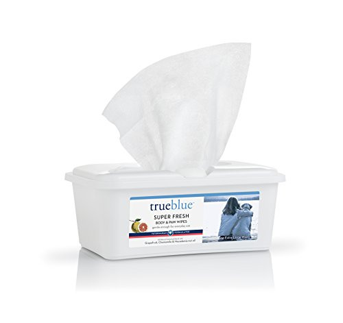 TrueBlue Super Fresh Body and Paw Wipes for Dogs and Puppies - Clean Dirty Paws and for deodorizing - Extra Large Non-Toxic - 8 inchx7 inch - 100 Count