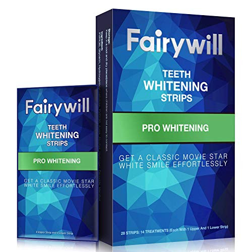 Fairywill Teeth Whitening Strips Non-Slip Professional Effect Whitening Strips 14 Treatments 28 Strips Remove Coffee Tea and Tobacco Stains in 30mins Sensitive Teeth Whitener Strips