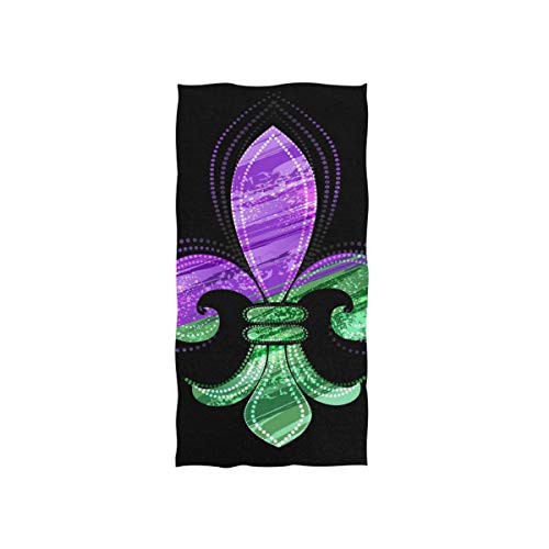 Mardi Gras Fleur De Lis Hand Towels for Bathroom Gym Beach and Spa