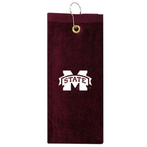Team Golf NCAA Mississippi State Bulldogs Embroidered Golf Towel Checkered Scrubber Design Embroidered Logo
