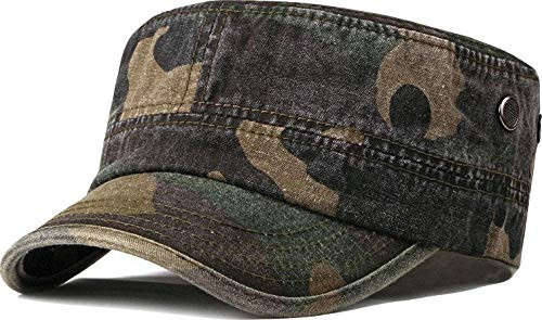 Unisex Military Army Hat Men Women Flat Top Cap Adjustable Camo Cadet Cap -Camo_Army Green- Unisex Military Army Hat Men Women Flat Top Cap Adjustable Camo Cadet Cap -Camo_Army Green-