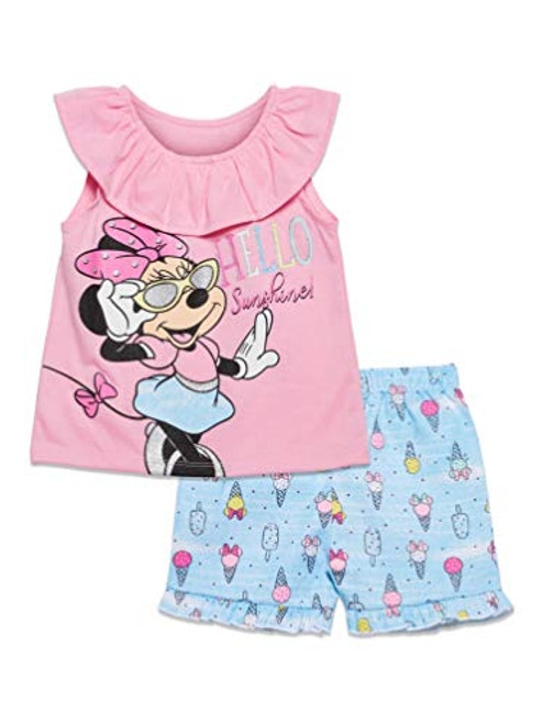 Disney Minnie Mouse Little Girls T-Shirt and Twill Shorts Set 6X Pink