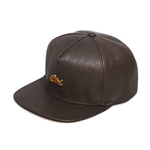 UNDERCONTROL Flat Brim Strapback Adjustable Steel Logo 5Pannel Hard Level Leather Trucker Cap Snapback for Unisex Hat-Brown-