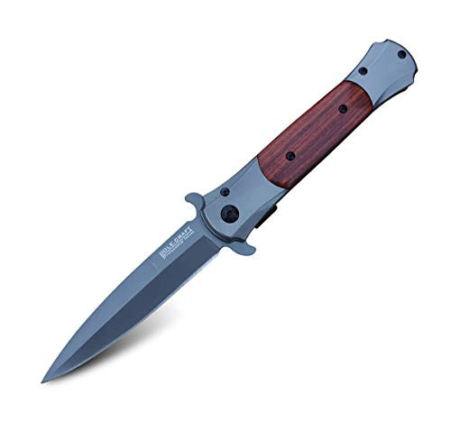 Folding Knife Tactical Pocket Knife Survival- Fast Open Folding Knife Wood Handle - Folding Pocket Knife Assisted Opening - 7CR13Mov Steel 58HRC - for Men Work Outdoor Adventure Hunting Hiking Knife