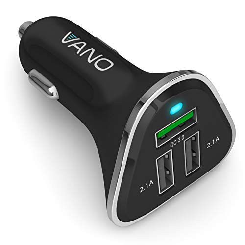 Vano Fast 3 Port USB Car Charger with Qualcomm Quick Charge 3.0 - Compatible with Samsung Galaxy iPhone and More - Cigarette Lighter Socket Adapter to Recharge Any USB Device Vano Fast 3 Port USB Car Charger with Qualcomm Quick Charge 3.0 - Compatible with Samsung Galaxy iPhone and More - Cigarette Lighter Socket Adapter to Recharge Any USB Device