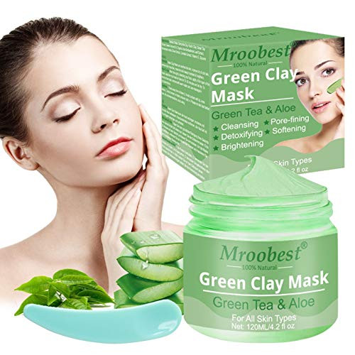 Facial Mud Mask Green Clay Mask Deep Cleansing Mask Moisturizes and Controls The Oil Acne Clearing and Blackhead Remover Improves Texture of The Skin 4.2 oz