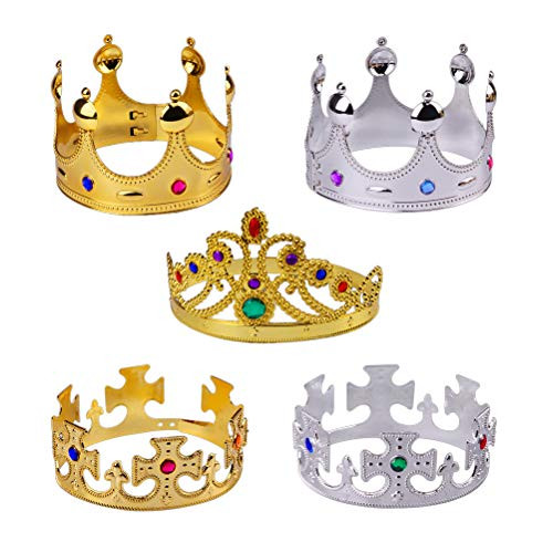 5 Pcs Halloween Party King Crown Golden Silver Monarch Crown Plastic Plating Royal Crown Pincess Queen Crown Theater Halloween Prop Birthday Party Favors 5 Pcs Halloween Party King Crown Golden Silver Monarch Crown Plastic Plating Royal Crown Pincess Queen Crown Theater Halloween Prop Birthday Party Favors