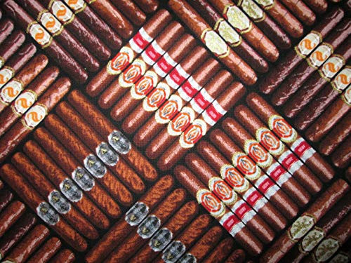 1/4 Yard Cigar Sewing Fabric 100 percent Cotton Smoker Smoking Fat Quarter -18 inch x 22 inch-