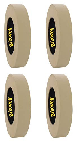 Brixwell 4 Rolls - Pro Grade General Purpose Masking Tan Tape 0.94 Inch x 60 Yard Made in the USA