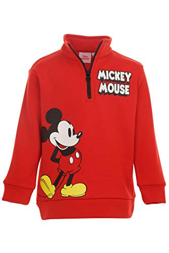 Disney Mickey Mouse Little Boys Fleece Half-Zip Pullover Sweatshirt Red 6
