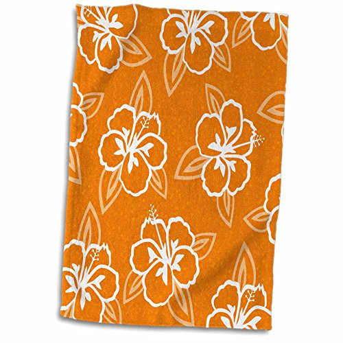 3D Rose Hawaiian Hibiscus Flower Print-Orange and White Hand/Sports Towel 15 x 22 3D Rose Hawaiian Hibiscus Flower Print-Orange and White Hand/Sports Towel 15 x 22
