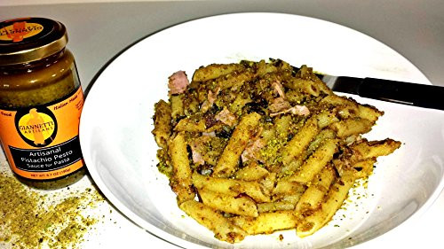 Giannetti Artisans  inchDOP Certified Green Pistachio from Bronte inch - Artisanal Sicilian Pistachio Pesto for Pasta - NO PALM OIL - -6.34 oz glass jar- - Imported