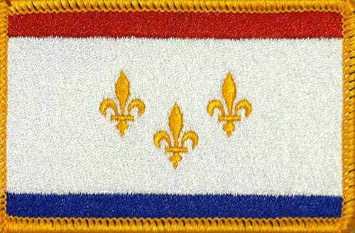 New Orleans Flag Patch with Hook  and  Loop MC Biker Morale Tactical Morale Emblem 08 -Gold Border-