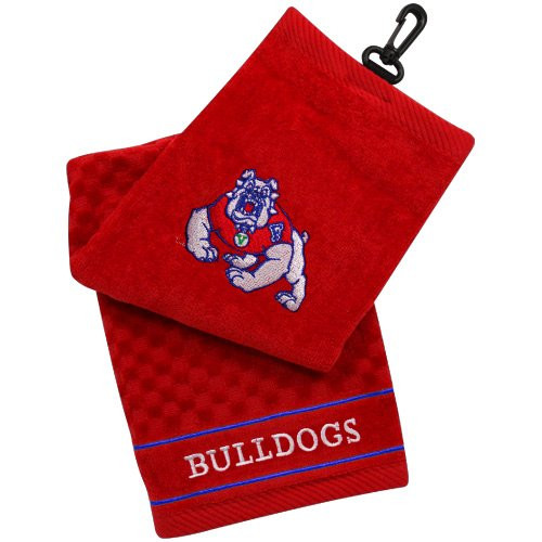 Team Golf NCAA Fresno State Bulldogs Embroidered Golf Towel Checkered Scrubber Design Embroidered Logo
