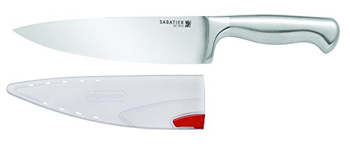 Sabatier Stainless Steel Hollow Handle Chef Knife with EdgeKeeper Self-Sharpening Sleeve 8-Inch Silver