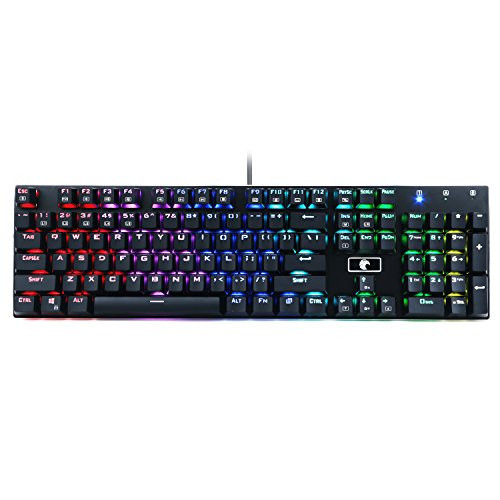 E-Element Z-88 RGB Mechanical Gaming Keyboard, Programmable RGB Backlit, Blue Switch - Tactile & Clicky, Water Resistant 104 Keys Anti-Ghosting for Mac PC, Black